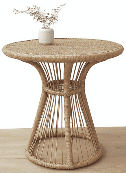 Guéridon artisanal en rotin