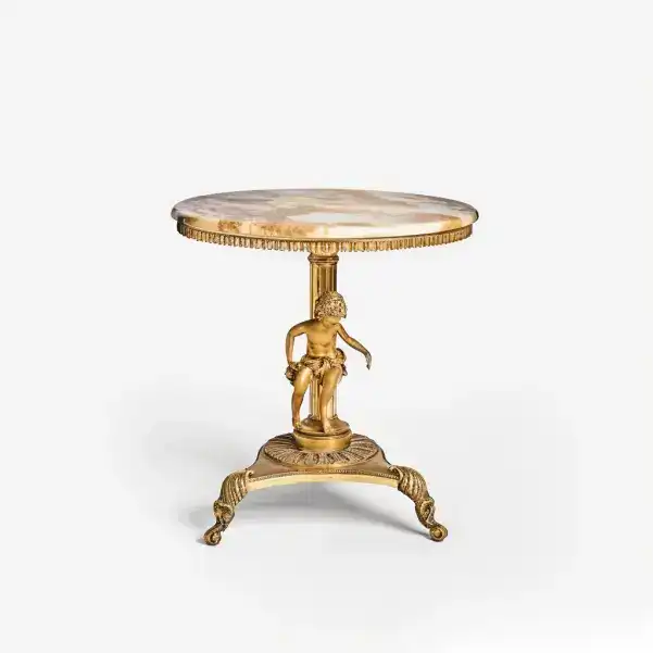 Guéridon en bronze et marbre fin XIXè siècle