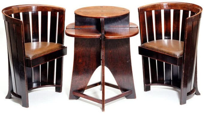 Chaises et table Domino - Charles Rennie Mackintosh