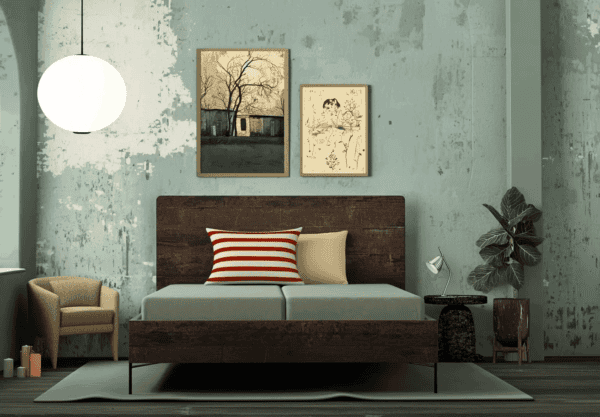 Chambre verte style scandinave