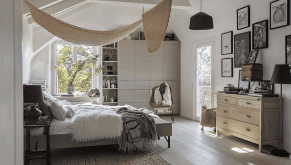 Deco de chambre en style scandinave avec meubles de rangement e1731855287146