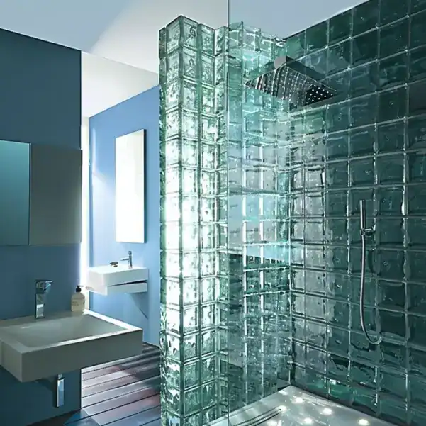 Espace douche en pains de verre