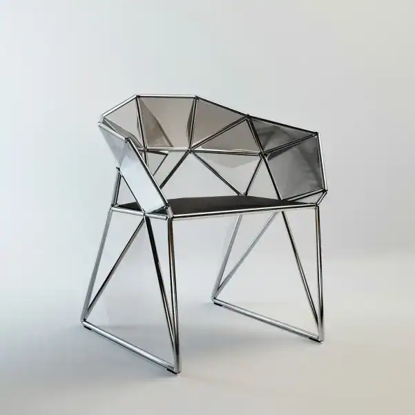 Fauteuil en métal et polygones 3D