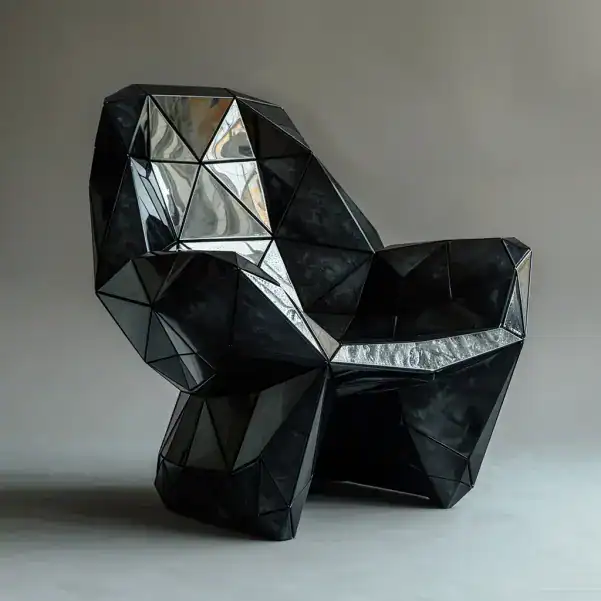 Fauteuil en plastique noir polygones 3D