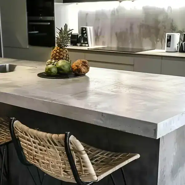 Table de cuisine en béton ciré blanc