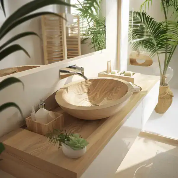 Vasque de lavabo en bois massif