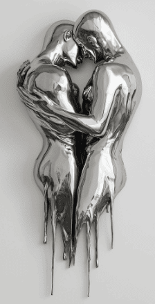 Couple - Sculpture en étain