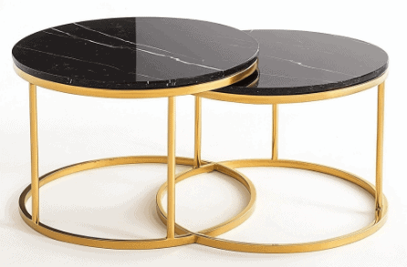 Table basse en laiton et marbre noir