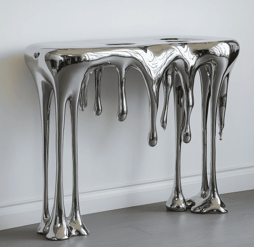 Table console en aluminium fondu