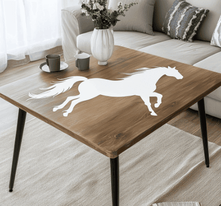 Table pochoir cheval