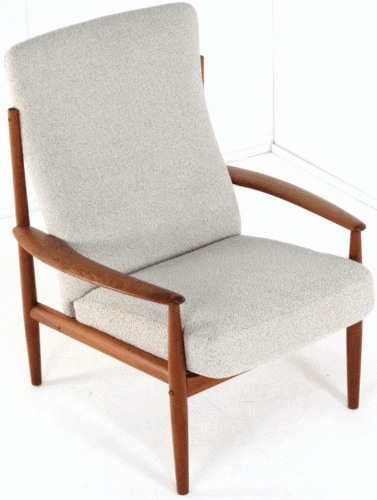 Fauteuil de relaxation tissu blanc - Grete Jalk