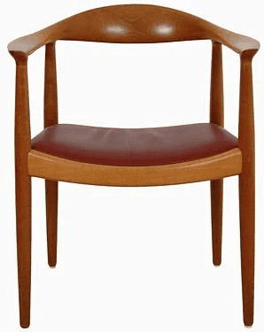 Chaise ronde merisier et cuir rouge - Hans Wegner